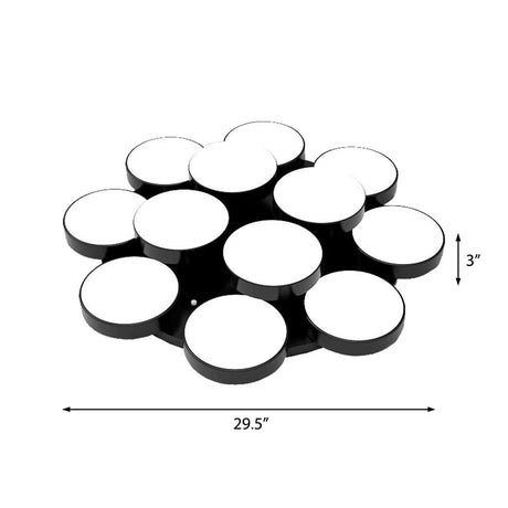 Modern Drum Flush Mount Light With Multiple Heads In Black/White For Study Room