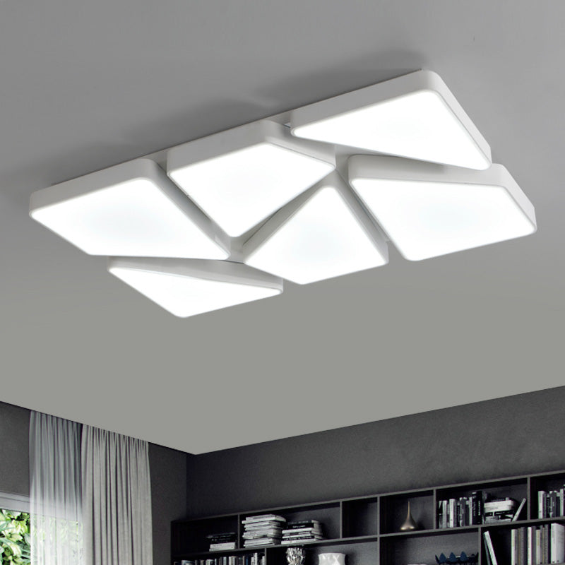 Modern Led Flush Mount Lighting: 25.5’/37.5’ W Acrylic Shade Black/White Square/Rectangular