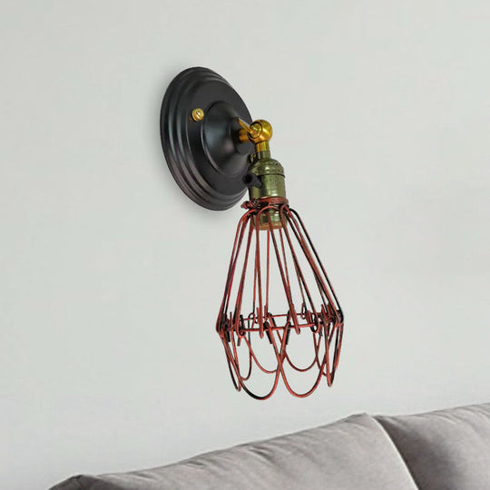 Farmhouse Style Wrought Iron Wall Sconce With Rotatable Lamp 1 Bulb Black/Bronze