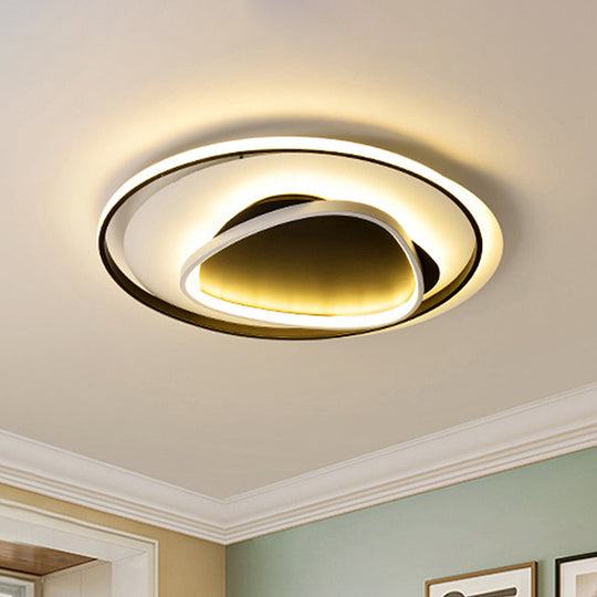 18/23.5 Wide Acrylic Circle Flushmount Led Ceiling Light - Modern Black Design In Warm/White