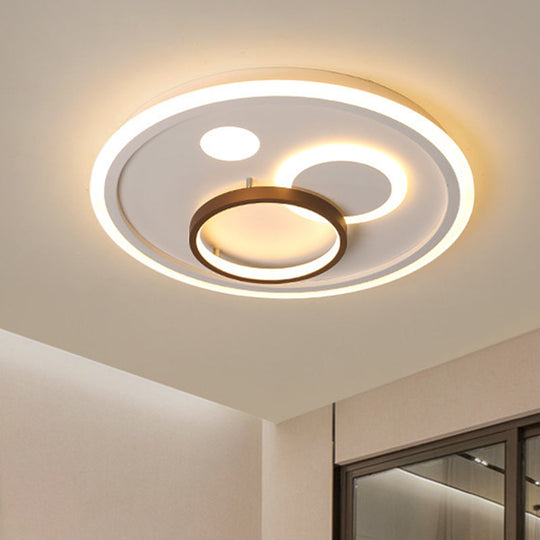 Nordic Style Round Ceiling Flush Lamp With Integrated Led White And Diffuser - 16.5/20.5/24.5 Wide