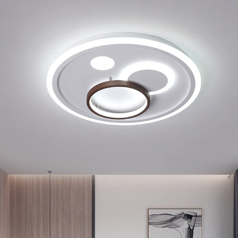 Nordic Style Round Ceiling Flush Lamp With Integrated Led White And Diffuser - 16.5/20.5/24.5 Wide