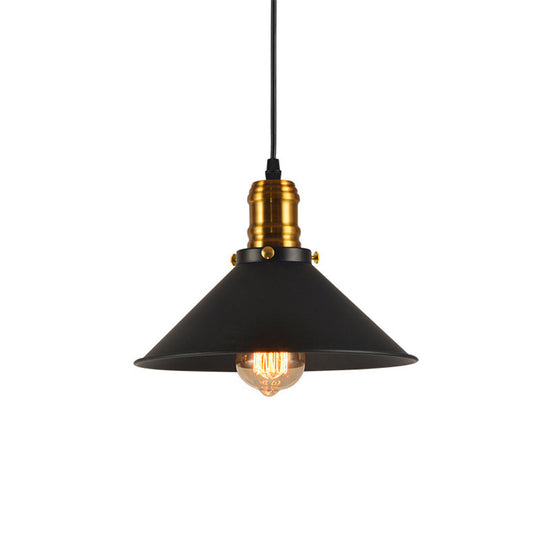 Industrial Tapered Pendant Light - 8.5’/10’/12’ Wide 1-Light Metal Hanging Lamp In Black For