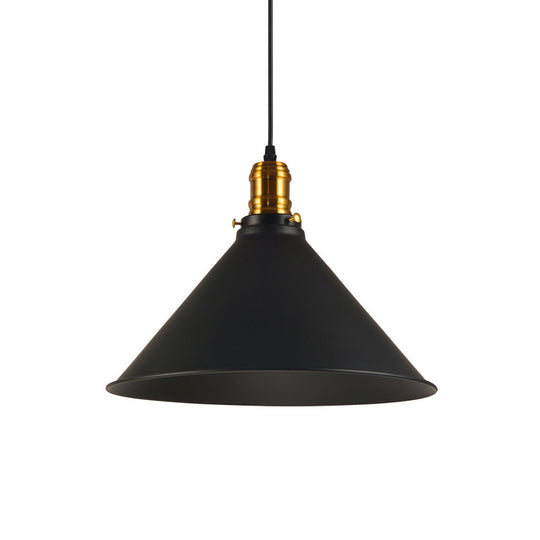 Industrial Tapered Pendant Light - 8.5’/10’/12’ Wide 1-Light Metal Hanging Lamp In Black For