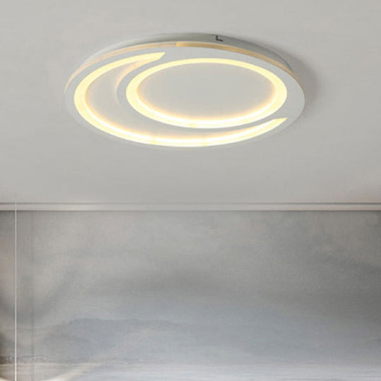 Modern White Ripple Flushmount Led Light Simple Metal Design 16/19.5/23.5 Wide