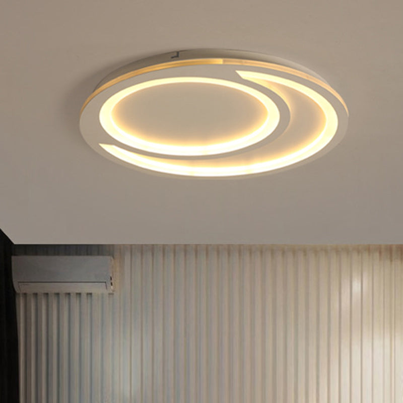 Modern White Ripple Flushmount Led Light Simple Metal Design 16/19.5/23.5 Wide