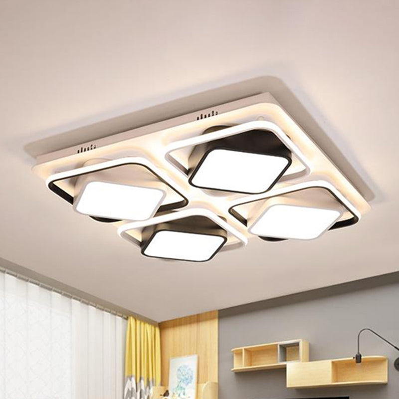Modern Black & White Cube Led Flushmount Ceiling Light In 27.5/41 Sizes