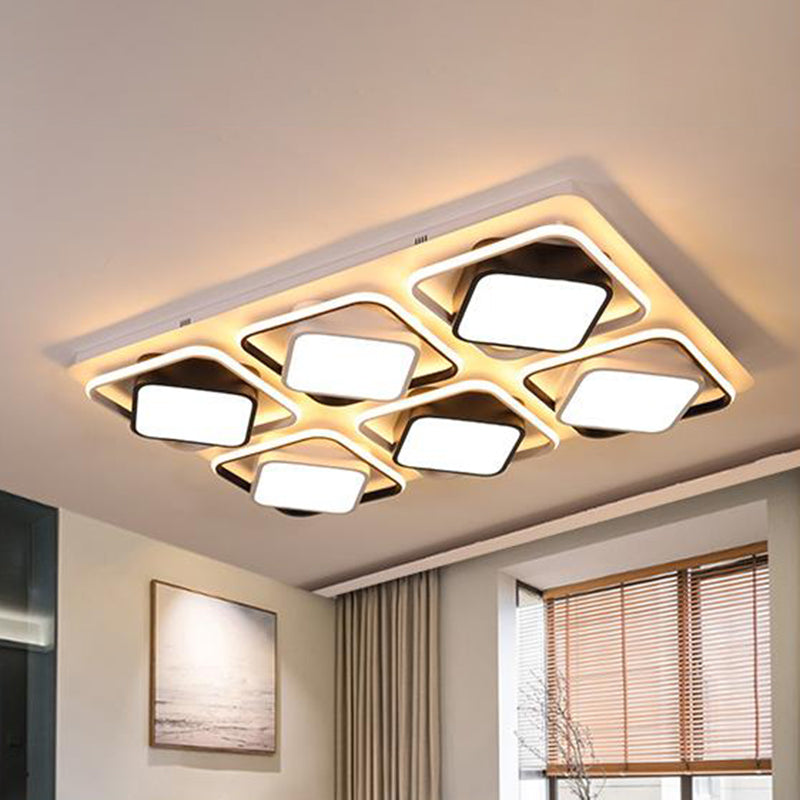 Modern Black & White Cube Led Flushmount Ceiling Light In 27.5/41 Sizes