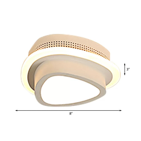 Modern Led Flush Ceiling Lamp In Black/White - Round Square Or Triangle Acrylic Design For Corridor