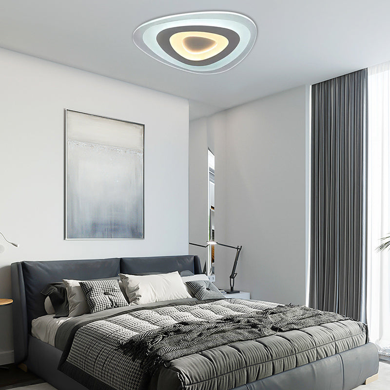 Modern White Acrylic Led Ceiling Mount Light - Triangle Design For Dining Room