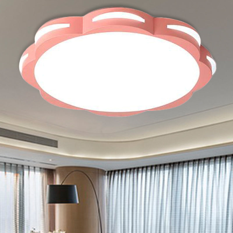 Flush Mount Macaron Led Ceiling Light With Acrylic Floral Shade - Ideal For Girls Bedroom