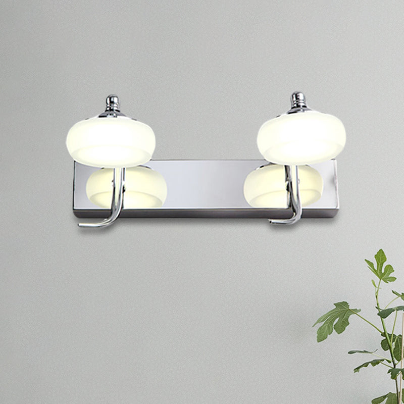 Modernist Style Silver Wall Lamp With Round Frosted Acrylic Shade 2/3 Heads Warm/White Lighting -