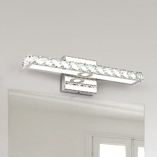 Modern Crystal Vanity Light: Silver/Champagne Linear Wall Sconce With 1 Light In Warm/White For