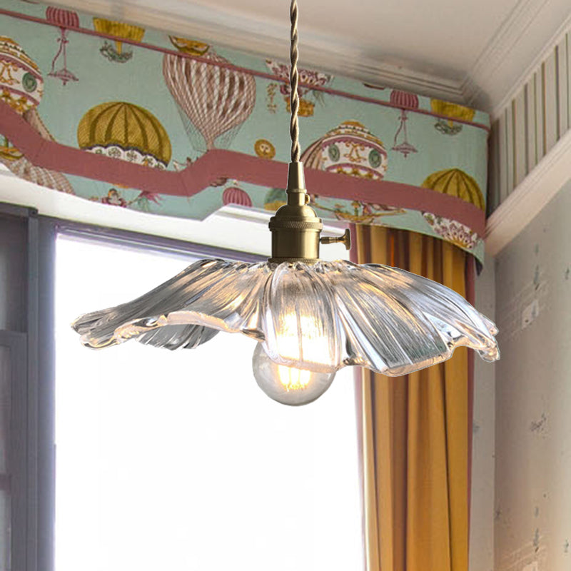 Lotus Leaf Pendant Light: Modern Style Transparent Glass Ideal For Balcony