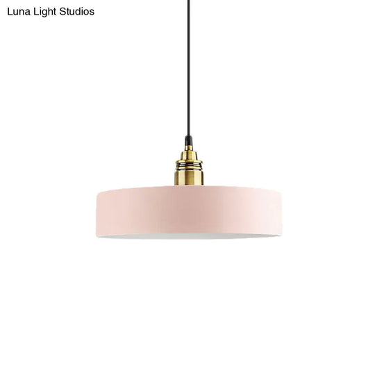 5/12 Wide Round Pendant Lamp Macaron Loft Metal Lighting With Brass Socket For Corridor