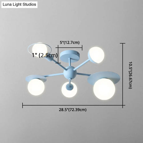 5 - Light Macaroon Ceiling Light With Semi - Flush Mount - Perfect For Kindergarten Hallway And
