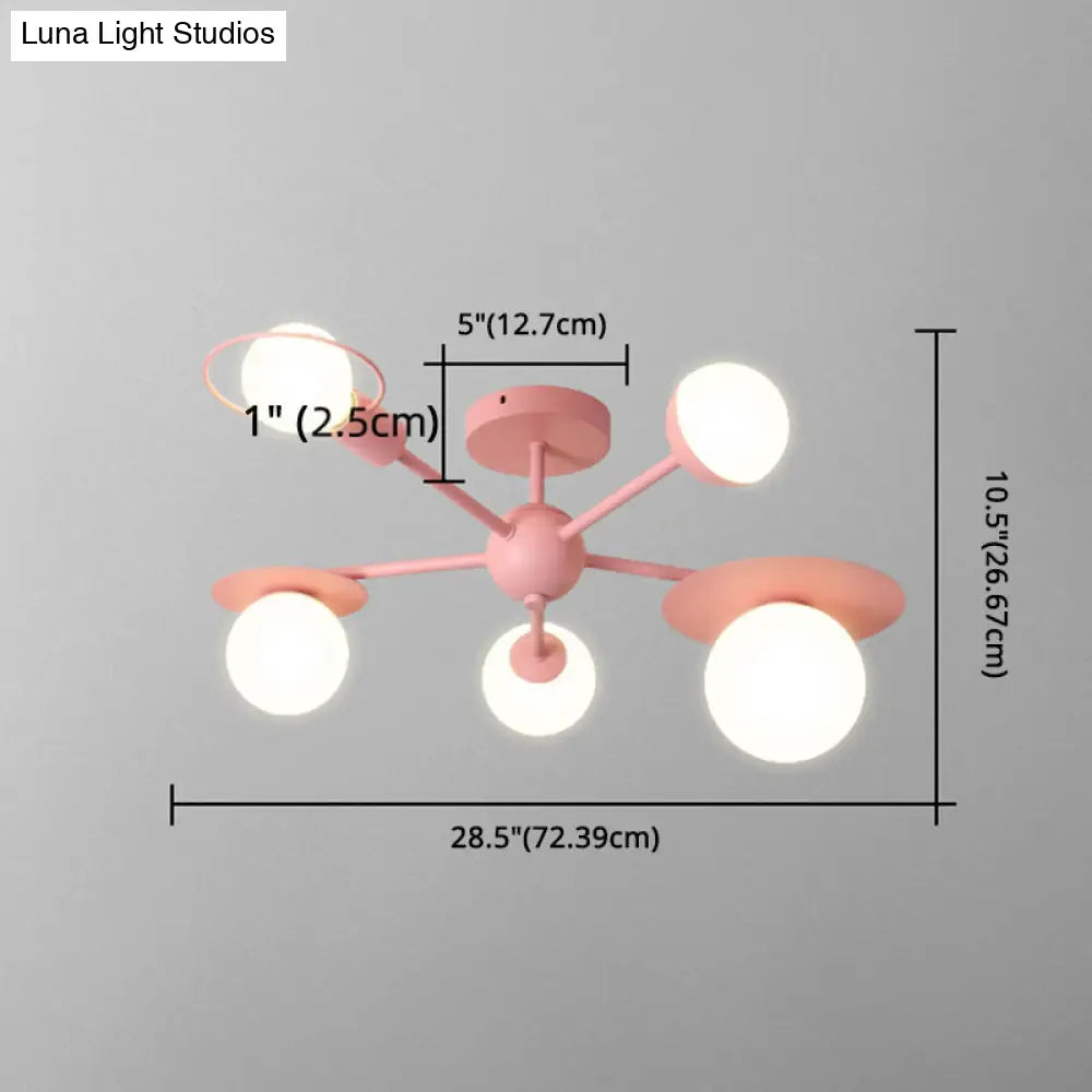5 - Light Macaroon Ceiling Light With Semi - Flush Mount - Perfect For Kindergarten Hallway And