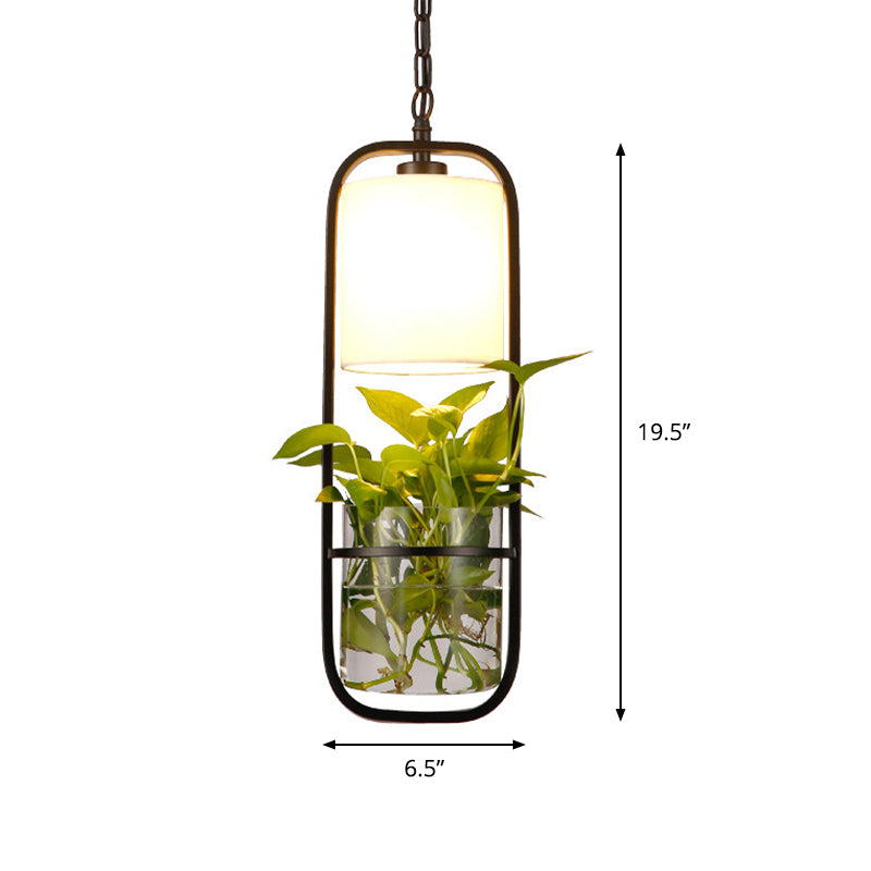 Black Industrial Metal Pendant Lamp For Kitchen - Rectangle Led Hanging Ceiling Light