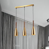 Modern Gold Bullet Cluster Pendant Light With 3-Bulb Metal Ceiling Canopy