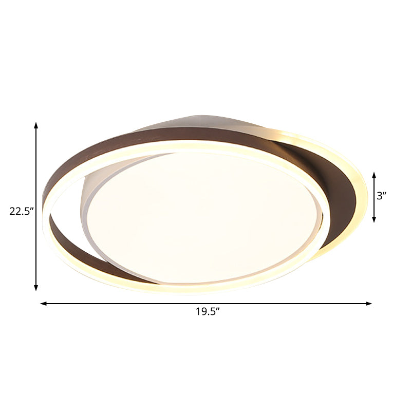 Brown Orbit Led Flush Mount Ceiling Light For Living Room - Simple 16’/19.5’ Wide Warm/White