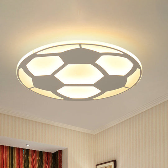 Sleek White Flush Mount Soccer Ceiling Light For Kid’s Bedroom