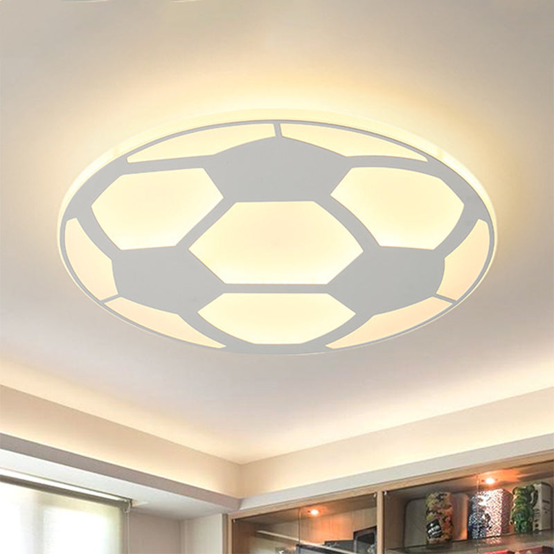 Sleek White Flush Mount Soccer Ceiling Light For Kid’s Bedroom