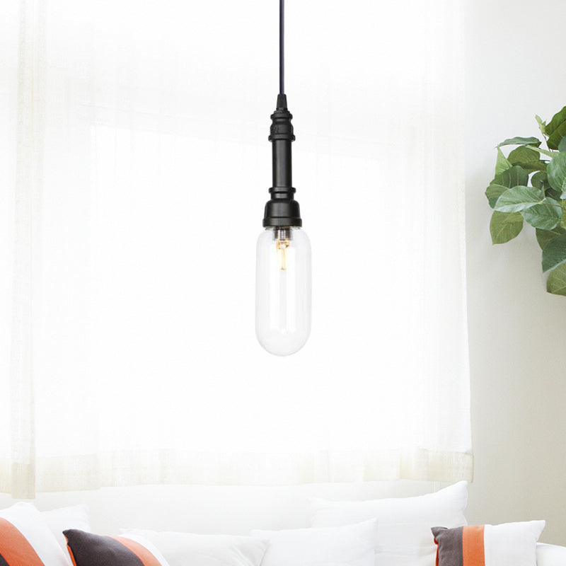 Vintage Led Pendant Lamp With Amber/Clear Glass Shade - Stylish Bar Lighting