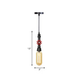 Metal Led Ceiling Light Antique Pipe Design With Coffee House Hanging Lamp Kit In Black - 1 Head 3/4