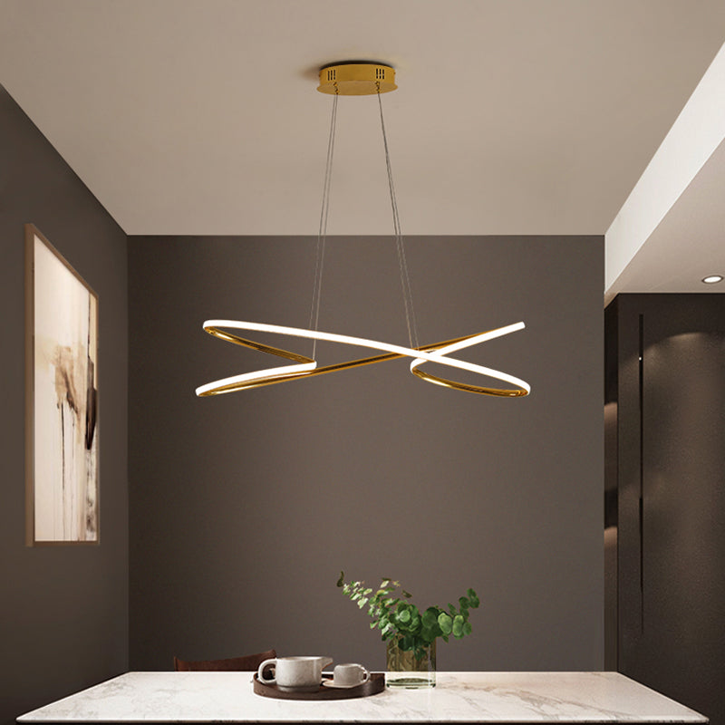 31.5’’ / 39’’ Wide Twist Acrylic Chandelier Led Pendant Light In Chrome/Gold - Warm Lighting