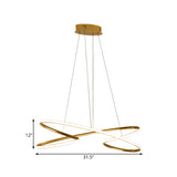 Modernist Led Chrome/Gold Pendant Light - 31.5/39 Wide Twist Acrylic Chandelier In Warm