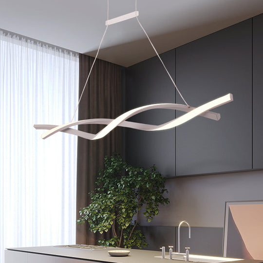 Modern Acrylic Wave Chandelier Led Pendant Lamp In White/Warm/Natural Light - 31.5’/39’/47’ Wide
