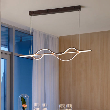 Led Twisting Acrylic Chandelier: Modern Black Pendant Light For Dining Room With Adjustable