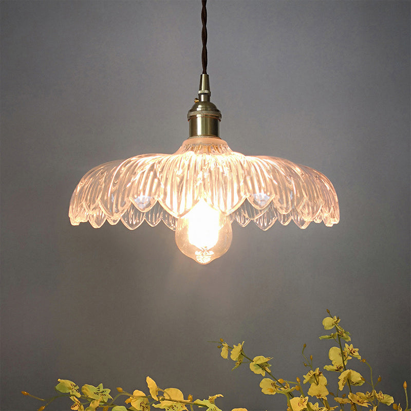 Modern White Prismatic Glass Umbrella Pendant Lamp - 10/12 Wide 1-Light Brass Suspension Ideal For