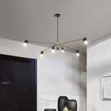 Minimalistic 6-Bulb Black Metallic Living Room Chandelier