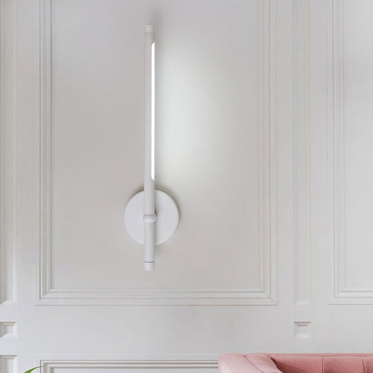 Contemporary Led Sconce Light - Metal And Acrylic Shade Black/White Tubular Wall Mount Warm/White