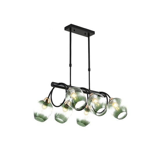 Contemporary Blue Glass Bud Pendant Chandelier With Gradual Dimpled Design