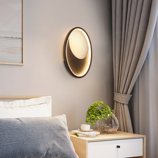 Modern Oval Wall Sconce Light - Acrylic White/Black Led Lamp For Bedroom Warm/White Black / Warm