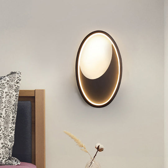 Modern Oval Wall Sconce Light - Acrylic White/Black Led Lamp For Bedroom Warm/White