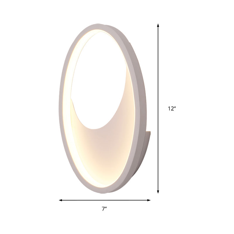 Modern Oval Wall Sconce Light - Acrylic White/Black Led Lamp For Bedroom Warm/White