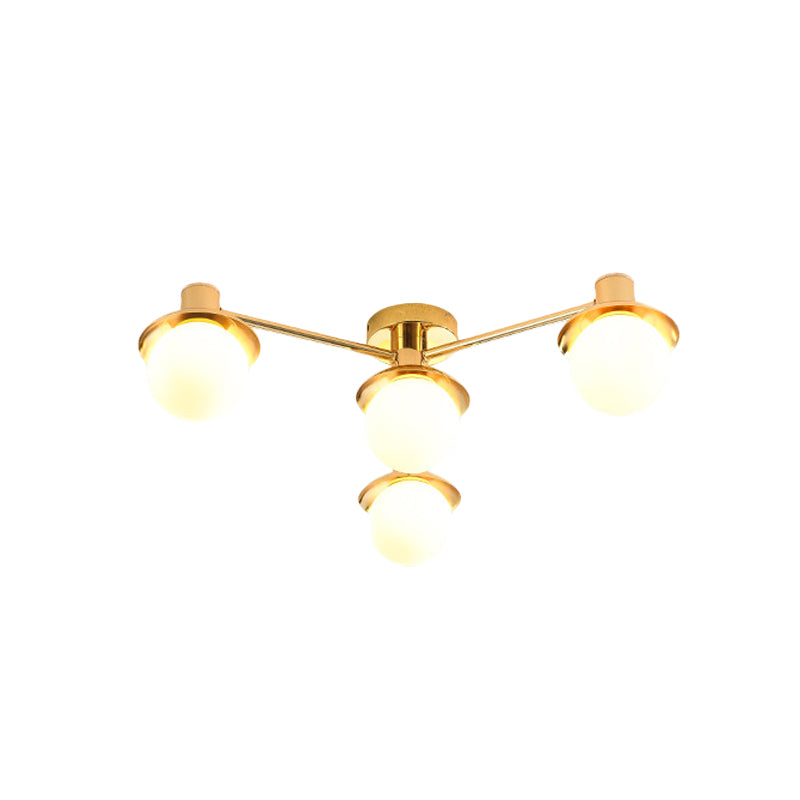 Modernist Radial Metal Flush Mount Light With Brass Finish - 4 - Light Flushmount For Bedroom