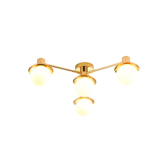 Modernist Radial Metal Flush Mount Light With Brass Finish - 4 - Light Flushmount For Bedroom