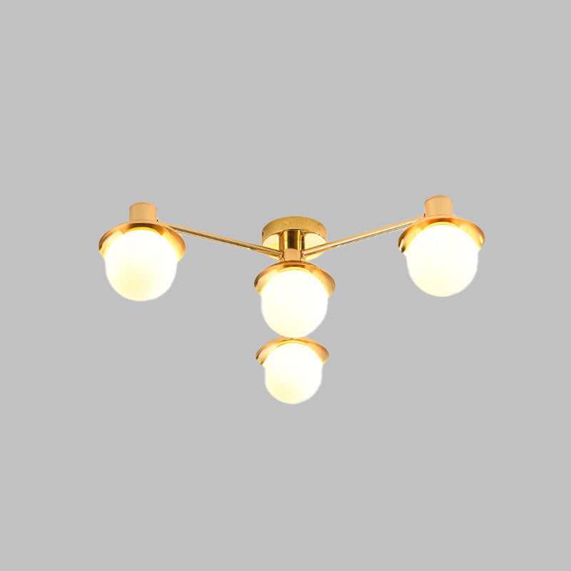 Modernist Radial Metal Flush Mount Light With Brass Finish - 4-Light Flushmount For Bedroom