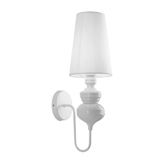 Contemporary Fabric Barrel Wall Mount Light - Bedroom Sconce (Black/Silver/White)