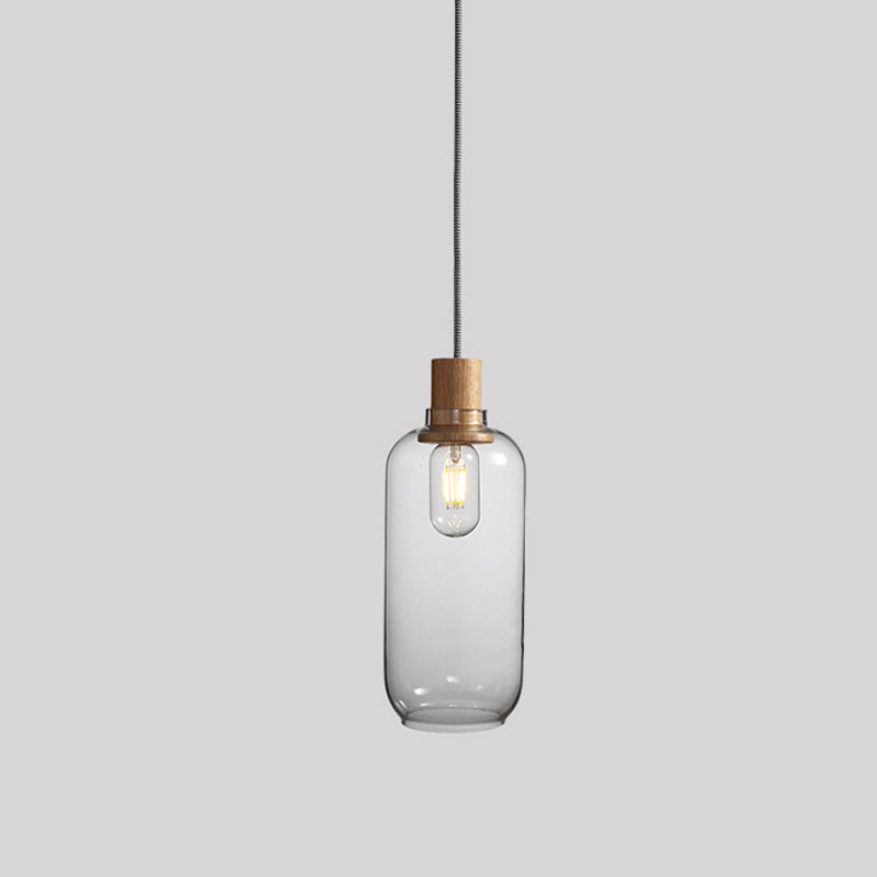 Nordic Clear Glass Jar Hanging Light Fixture For Bedroom - 1 Kit 5’/6’ Wide