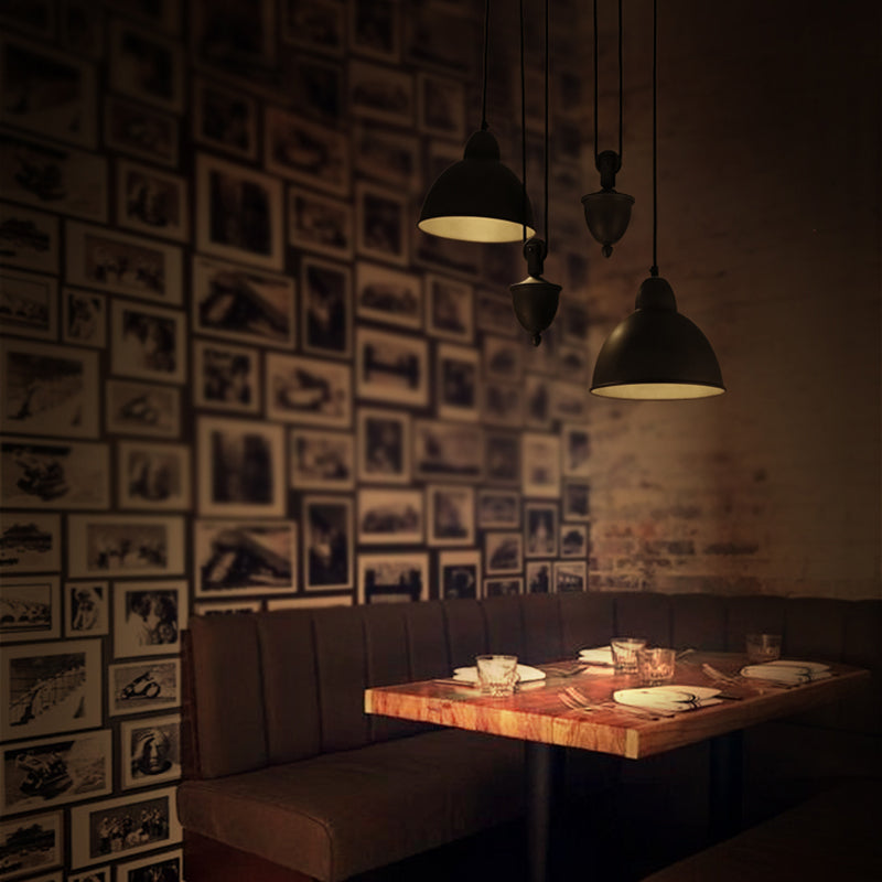 Industrial Dome Pendant Ceiling Light In Antique Bronze With 2 Lights