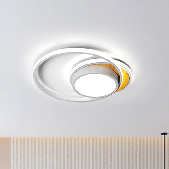 Ultra Thin Modern Metal Led Flush Ceiling Light In Black/White - White/Warm 18/21.5 Wide