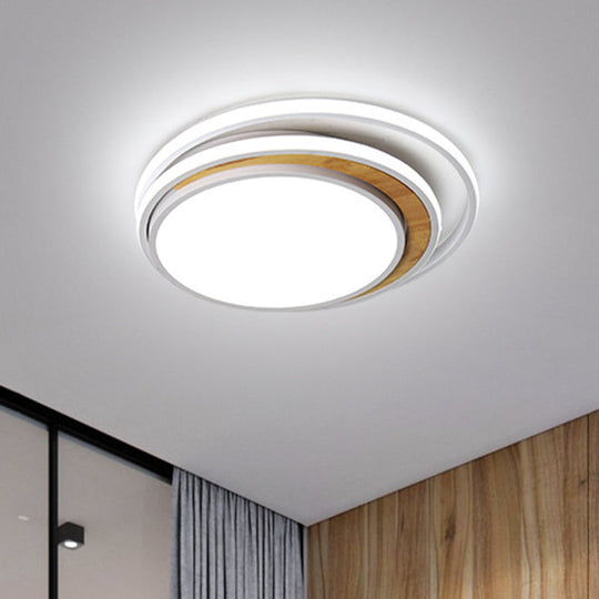 Modern Led Metal Flush Ceiling Light In Black/White 16.5/20.5 Wide White/Warm