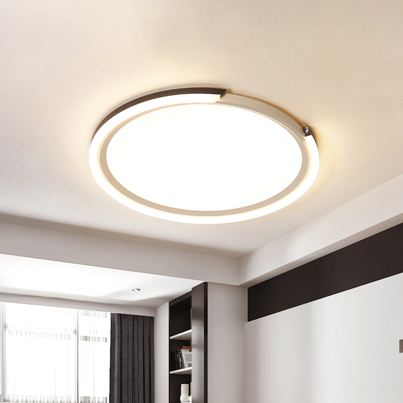 Modern Led Round Acrylic Flush Mount Lighting - 15’/18’/23’ Wide White/Black/Gold Warm Light