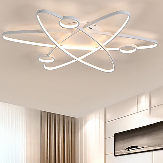 Modern Oval Flush Ceiling Lamp With Led Acrylic White/Coffee Finish In Warm Light - 23.5/31.5/39