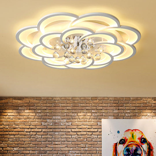 Modern Acrylic Flower Led Ceiling Light - Warm/White 20.5’/27’/31.5’ Wide For Living Room